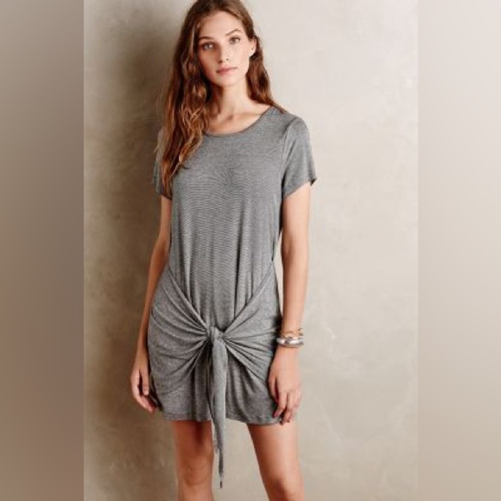 Anthropologie Dolan Left Coast Collection Tied Knot T-shirt Dress Striped- Med